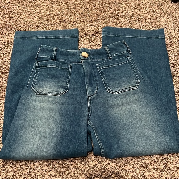 Anthropologie Colette Cropped High-Rise Wide-Leg Jeans by Maeve medium blue 26 - Picture 5 of 7